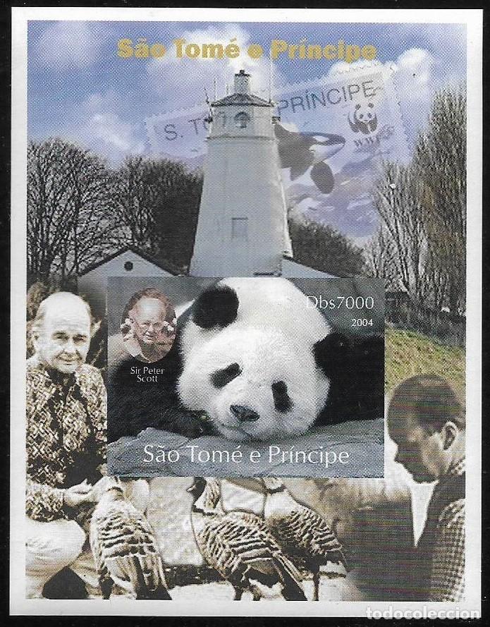 Sellos: TOME PRINCIPE 2004 SHEET MNH WWF SIR PETER SCOTT FAROS LIGHTHOUSES PHARES OSOS PANDA BEARS WILDLIFE