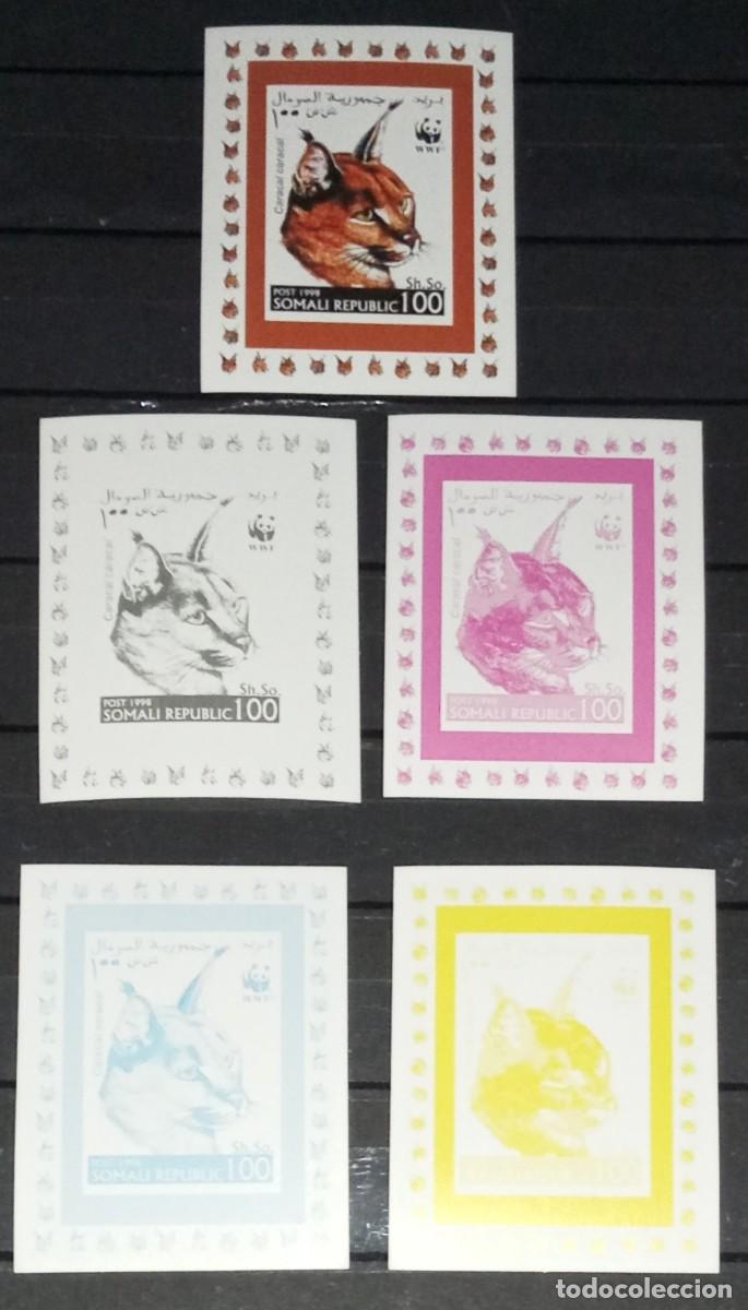 Sellos: SOMALIA 1998 SHEETS DELUXE COLOR PROOF MNH FAUNA MAMIFEROS CARACAL FELINOS FELINES FELINI WILD CATS