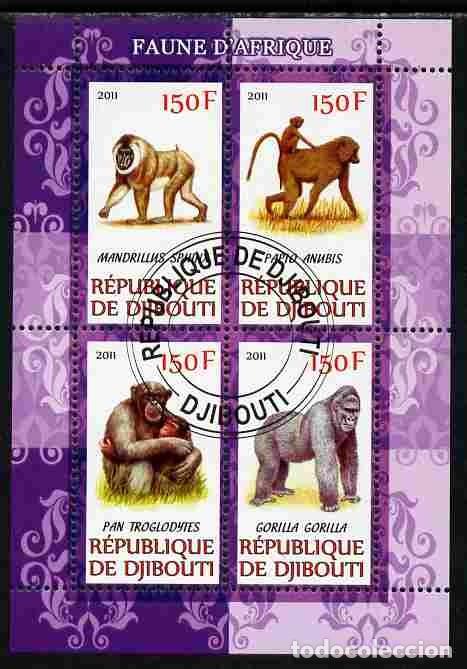 Briefmarken: DJIBOUTI 2011 SHEET USED MNH FAUNA MAMIFEROS PRIMATES GORILLAS GORILAS MONKEYS MONOS SINGES WILDLIFE