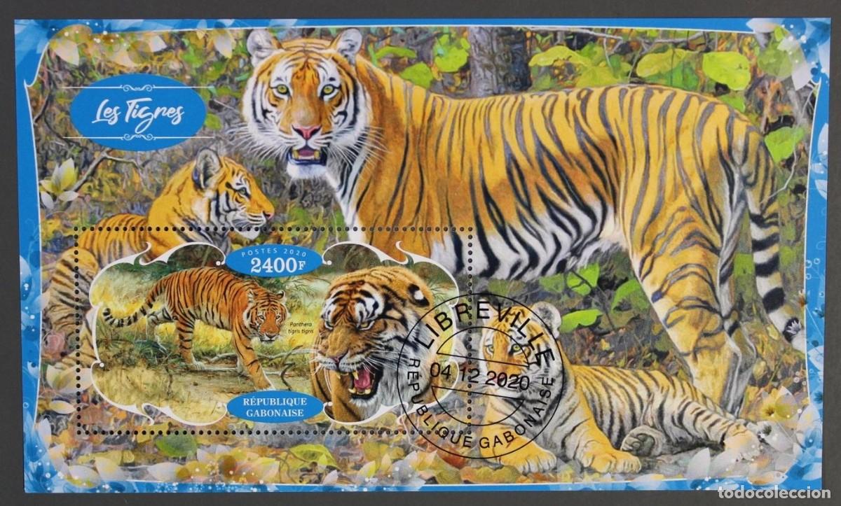 Sellos: GABON 2020 SHEET USED MNH FAUNA MAMIFEROS TIGRES RAUBKATZEN FELINOS FELINES WILDLIFE WILD CATS