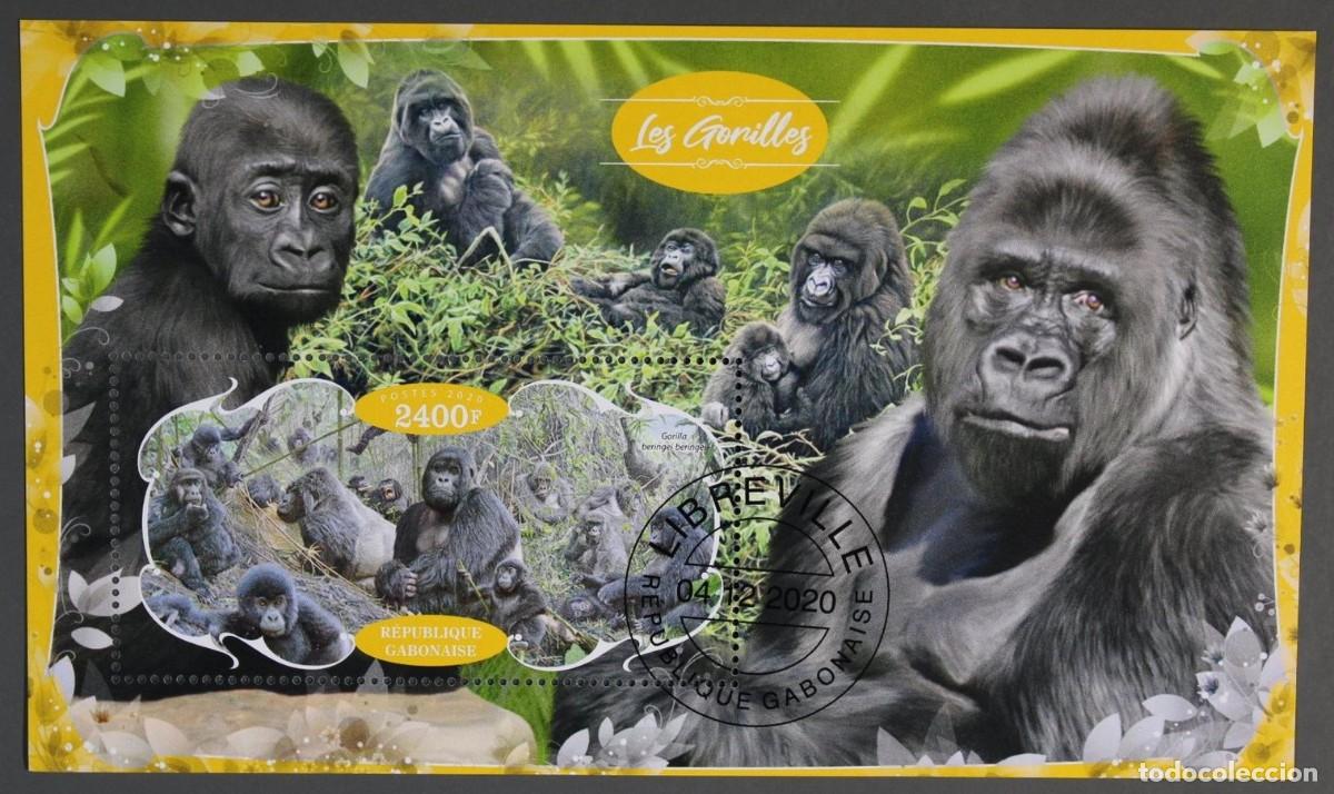Sellos: GABON 2020 SHEET USED MNH FAUNA MAMIFEROS GORILLAS GORILLES GORILAS MONOS MONKEYS AFFEN WILDLIFE