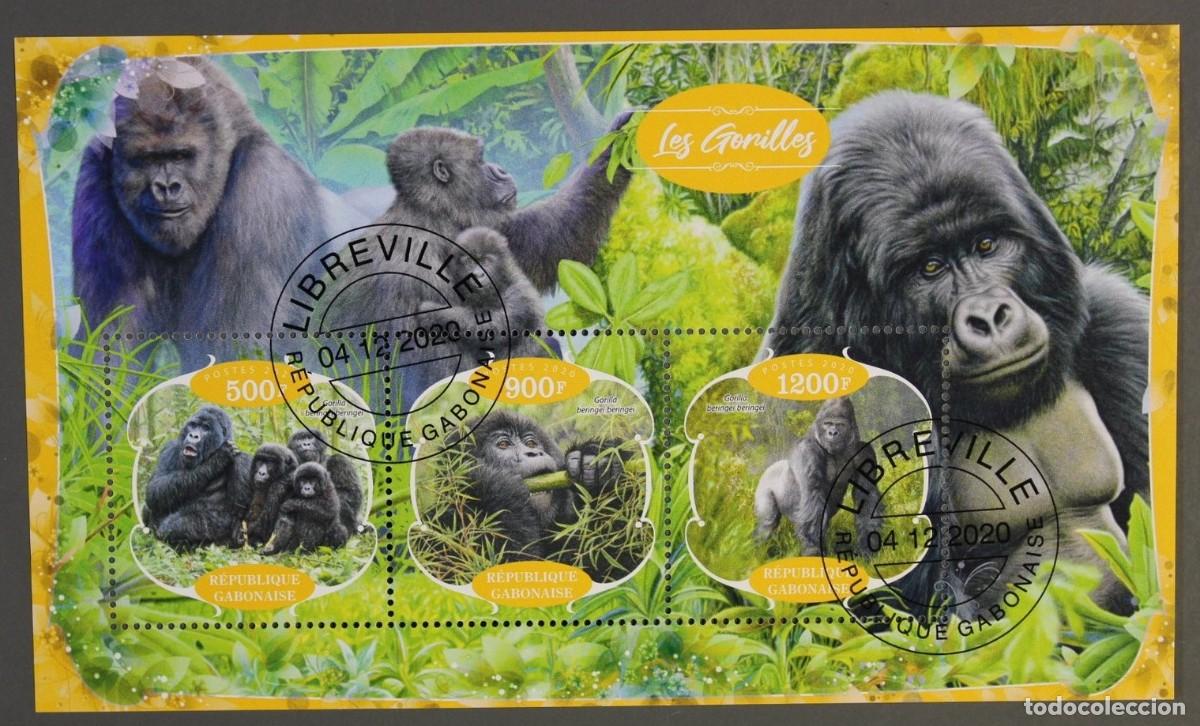 Sellos: GABON 2020 SHEET USED MNH FAUNA MAMIFEROS GORILLAS GORILLES GORILAS MONOS MONKEYS AFFEN WILDLIFE