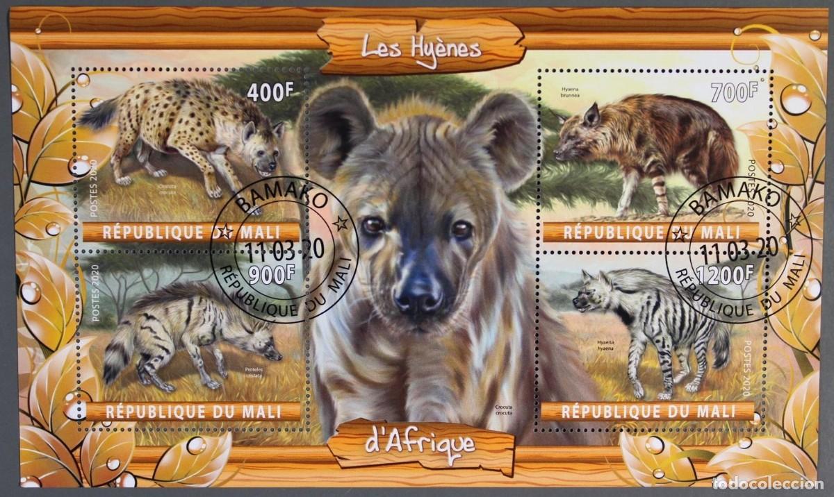Sellos: MALI 2020 SHEET USED MNH FAUNA MAMIFEROS HYENAS HIENAS HYANEN IENE HYENES WILDLIFE WILD DOGS