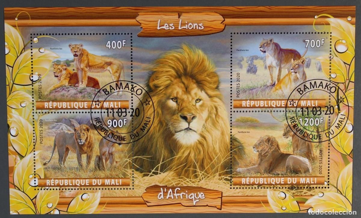 Sellos: MALI 2020 SHEET USED MNH FAUNA MAMIFEROS LIONS LEONES LEONI LOWEN FELINOS FELINES FELINS WILDLIFE