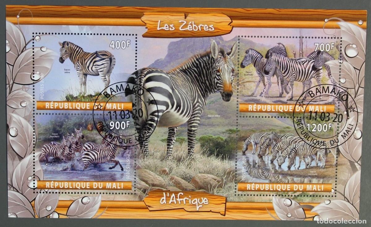Sellos: MALI 2020 SHEET USED MNH FAUNA MAMIFEROS CEBRAS ZEBRAS ZEBRES ZEBRE WILDLIFE