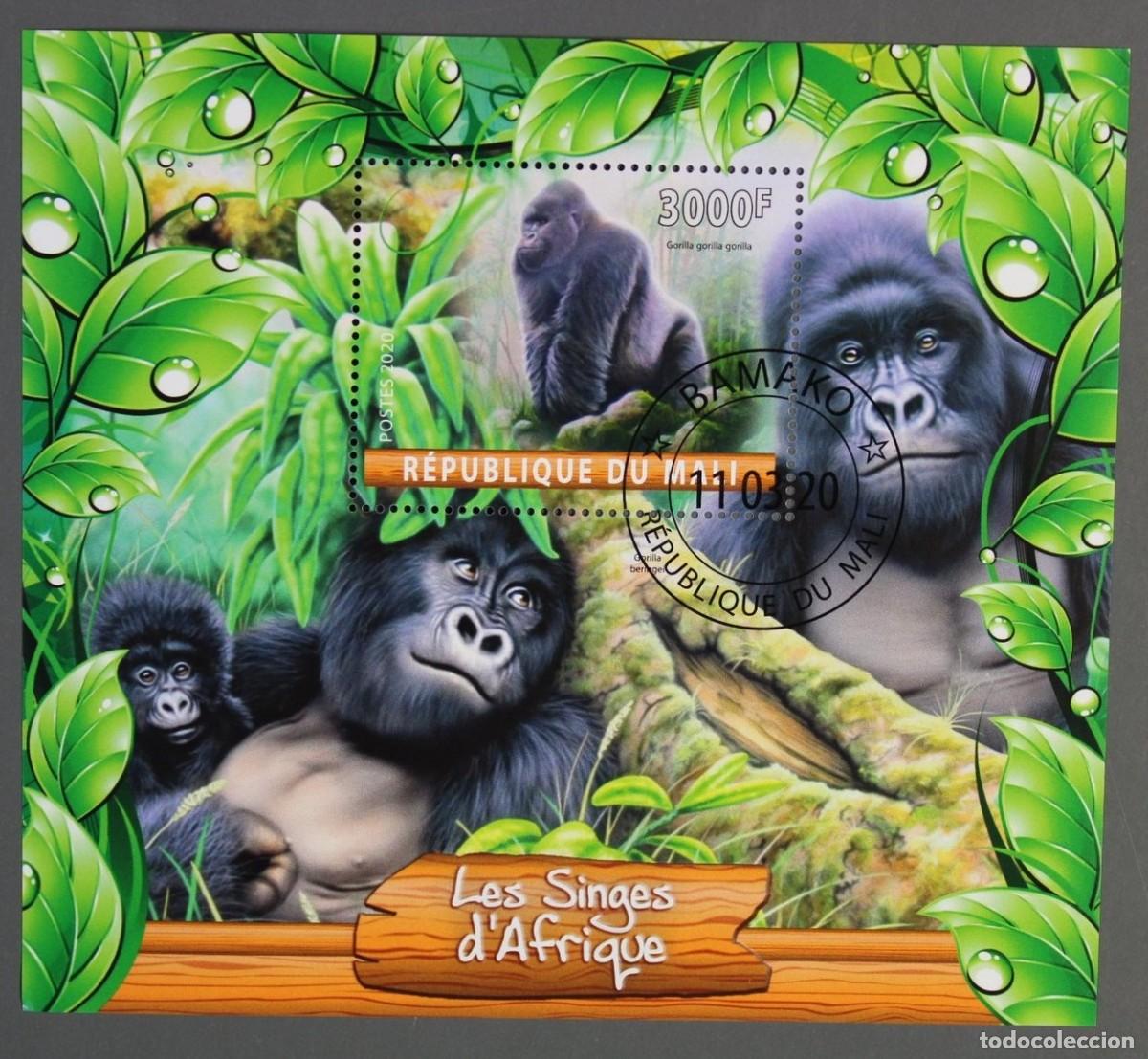 Sellos: MALI 2020 SHEET USED MNH FAUNA MAMIFEROS PRIMATES MONKEYS MONOS SINGES SCIMMIE AFFEN APES WILDLIFE