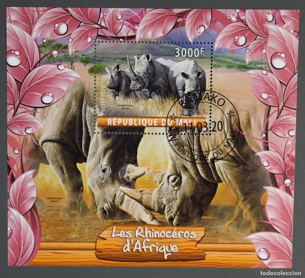 Sellos: MALI 2020 SHEET USED MNH FAUNA MAMIFEROS RHINOCEROS RHINOS RINOCERONTES RINOCERONTI WILDLIFE