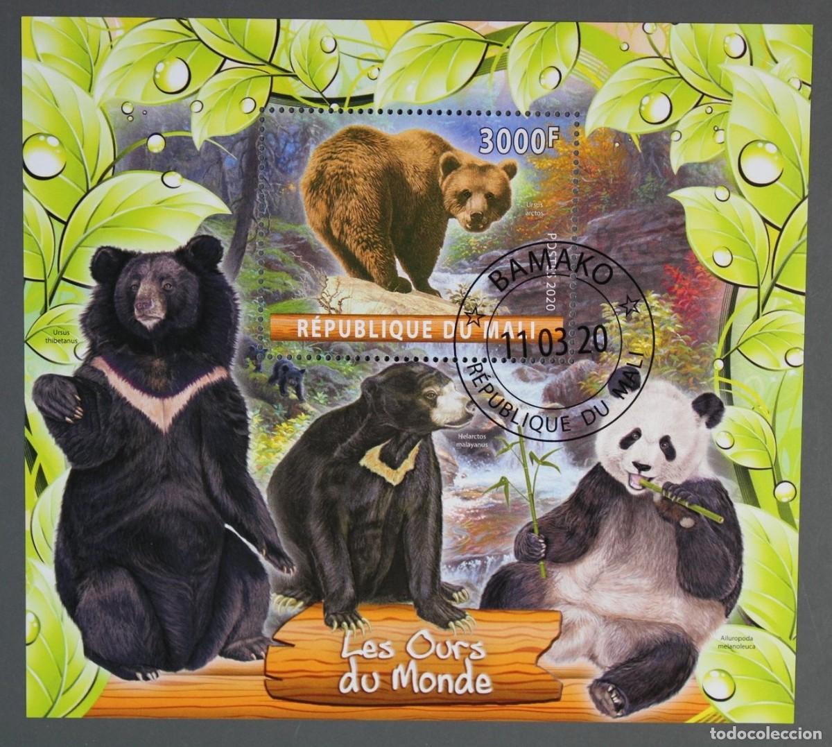 Sellos: MALI 2020 SHEET USED MNH FAUNA MAMIFEROS OSOS PANDA BEARS OURS URSOS ORSI BAREN WILDLIFE