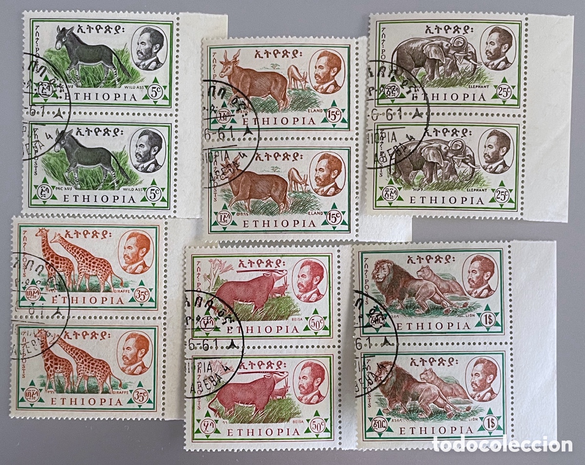 Sellos: Etiopia. Fauna. Mam&iacute;feros. 1961. Bloques de 2