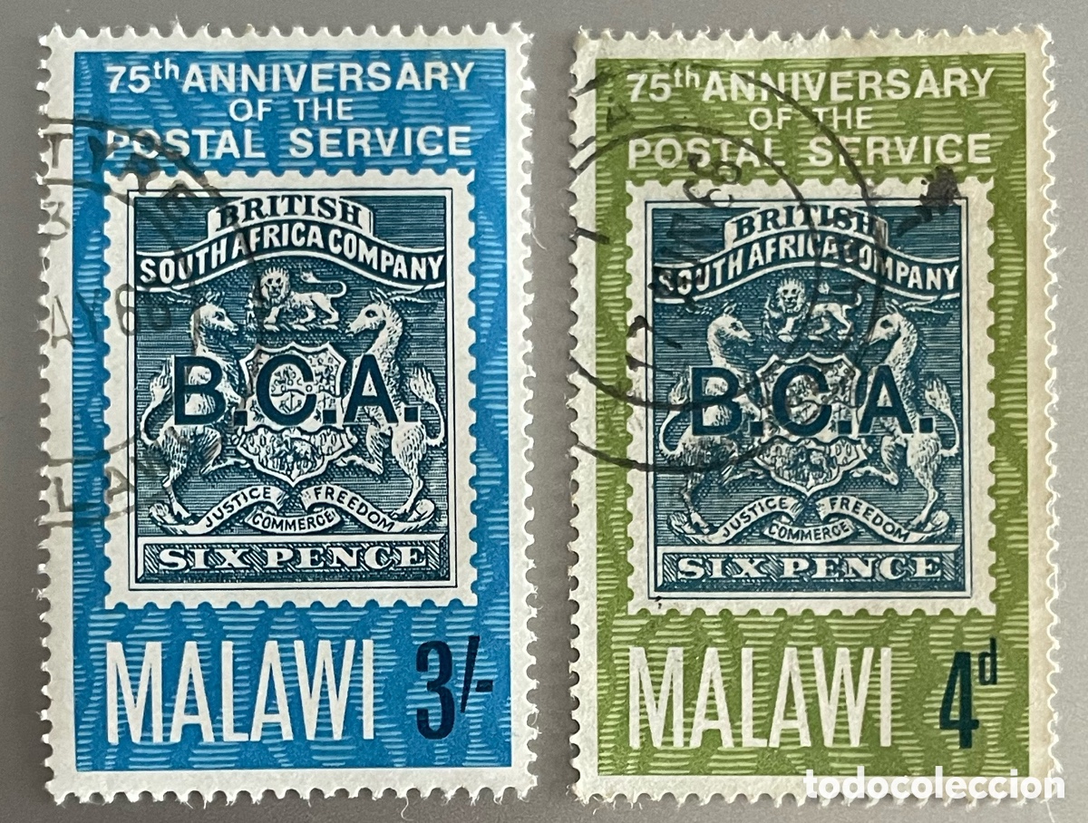 Sellos: Malawi. Aniversario servicio postal en &Aacute;frica. 1966