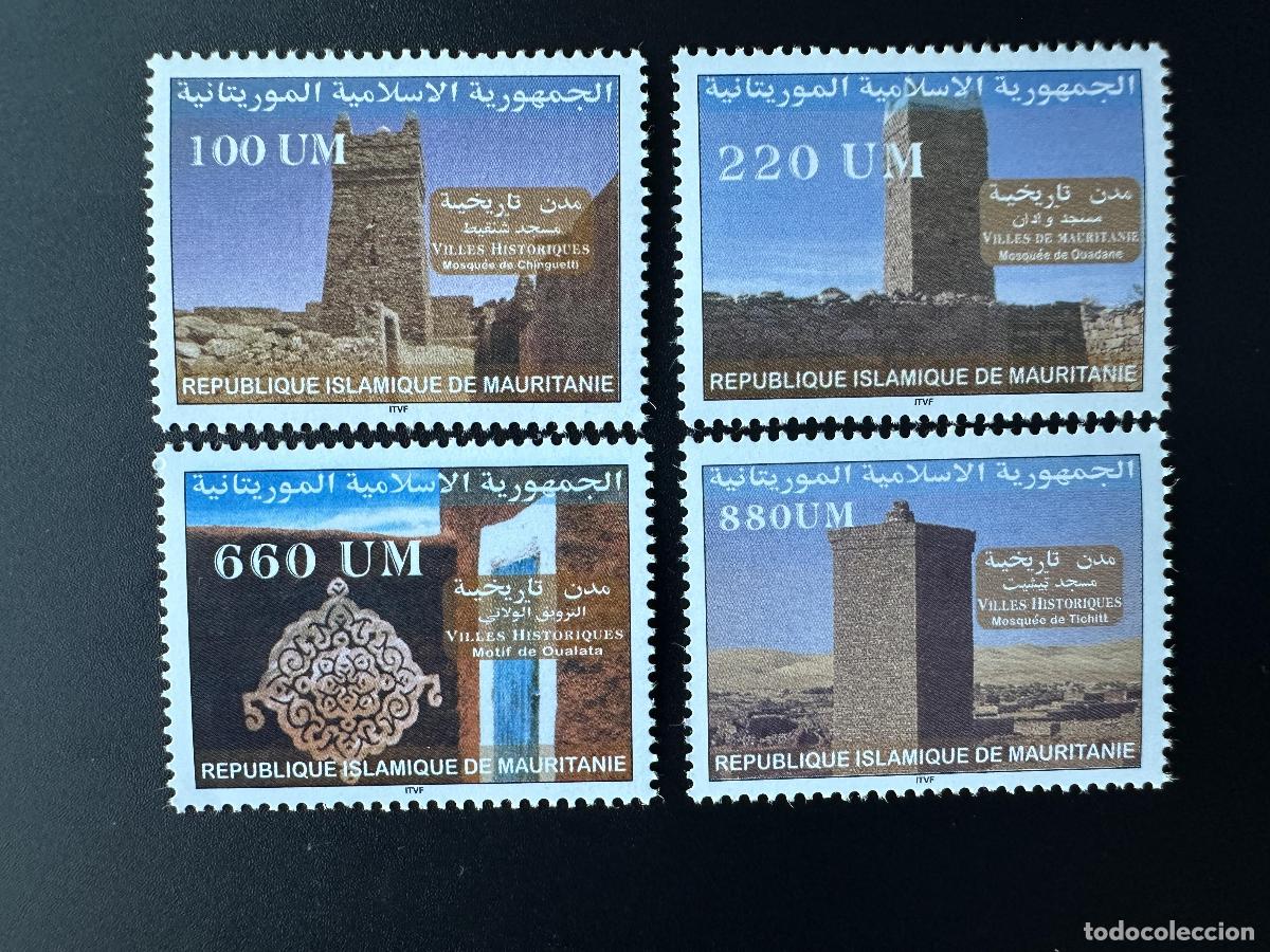 Sellos: Mauritania 2003 Mi. 1127 - 1130 ciudades hist&oacute;ricas Mezquita Stadt Moschee