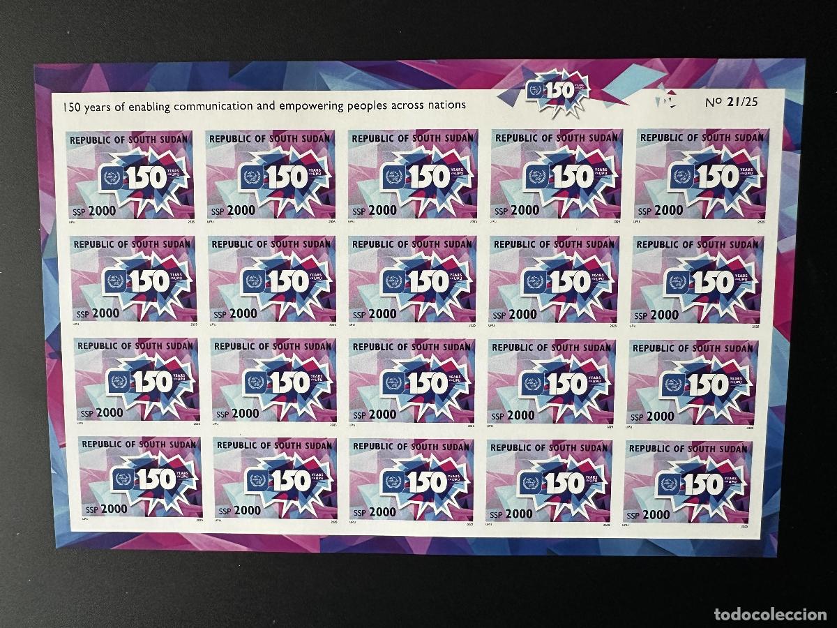 Sellos: Sud&aacute;n del Sur 2025 Mi.? Junta de ND: 150 a&ntilde;os UPU Union Postale