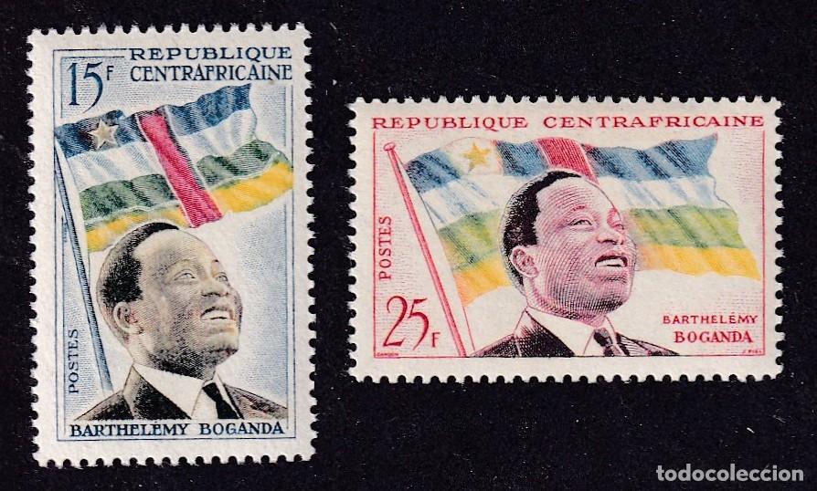 Sellos: CENTRAFRICAINE n&deg; 1 et 2 ** anniversaire de la r&eacute;publique