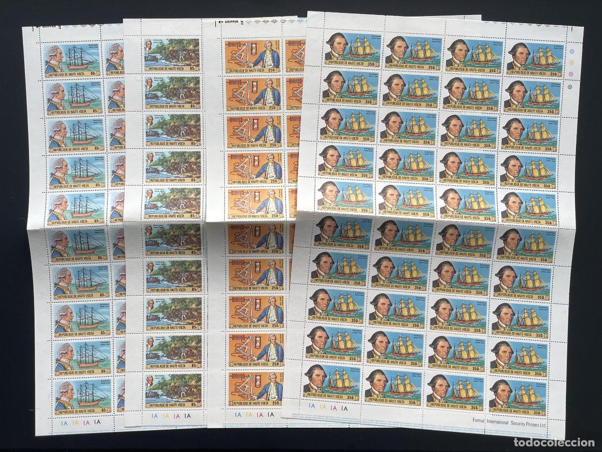 Timbres: Alto Volta 1978 YT 459-462 James Cook navegante velero barco