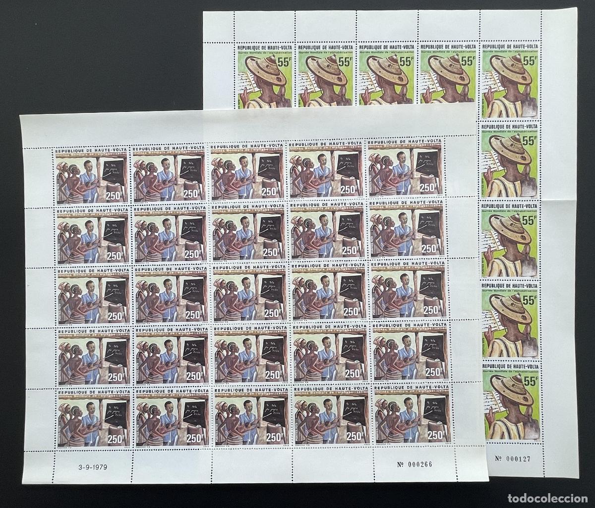 Timbres: Alto Volta 1979 YT 494 495 campa&ntilde;a alfabetizaci&oacute;n educaci&oacute;n escuela