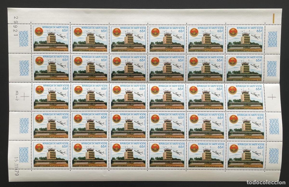 Timbres: Alto Volta 1979 YT 504 tabl&oacute;n ASECNA torre control aeropuerto avi&oacute;n