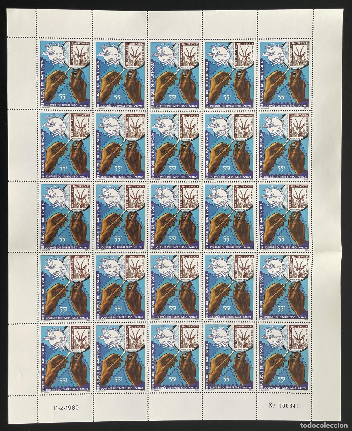 Timbres: Alto Volta 1980 YT 507 tabl&oacute;n d&iacute;a del sello mano paloma UPU