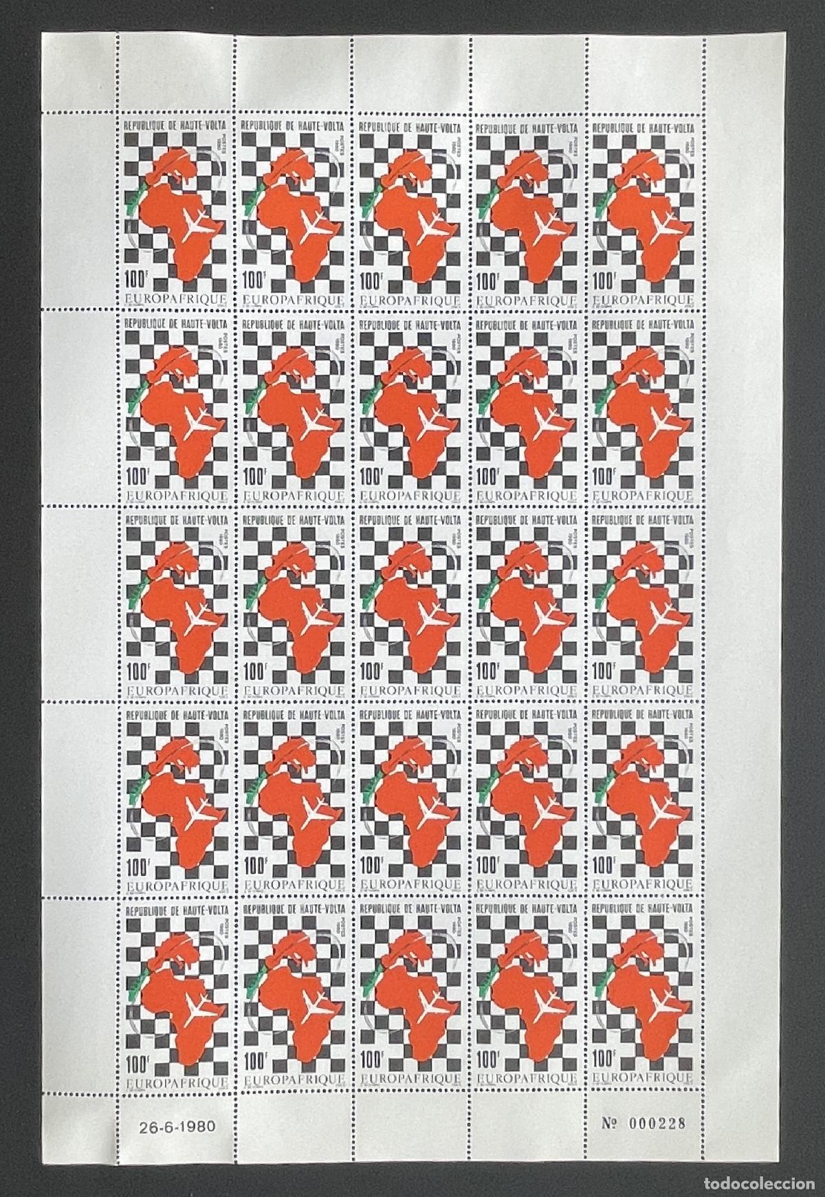 Timbres: Alto Volta 1980 YT 519 bloque Europafrique mapa &Aacute;frica Europa avi&oacute;n