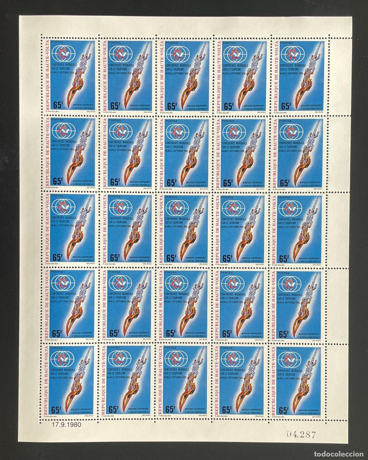 Timbres: Alto Volta 1980 YT 525 bloque Conferencia Turismo Manila m&aacute;scara