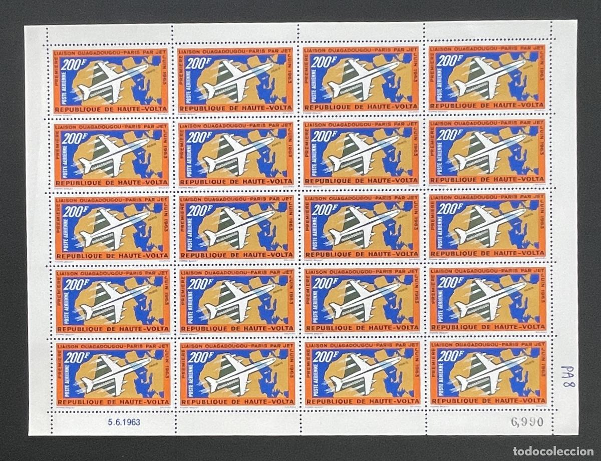 Timbres: Alto Volta 1963 YT PA 8 bloque enlace Uagadug&uacute;-Par&iacute;s avi&oacute;n jet
