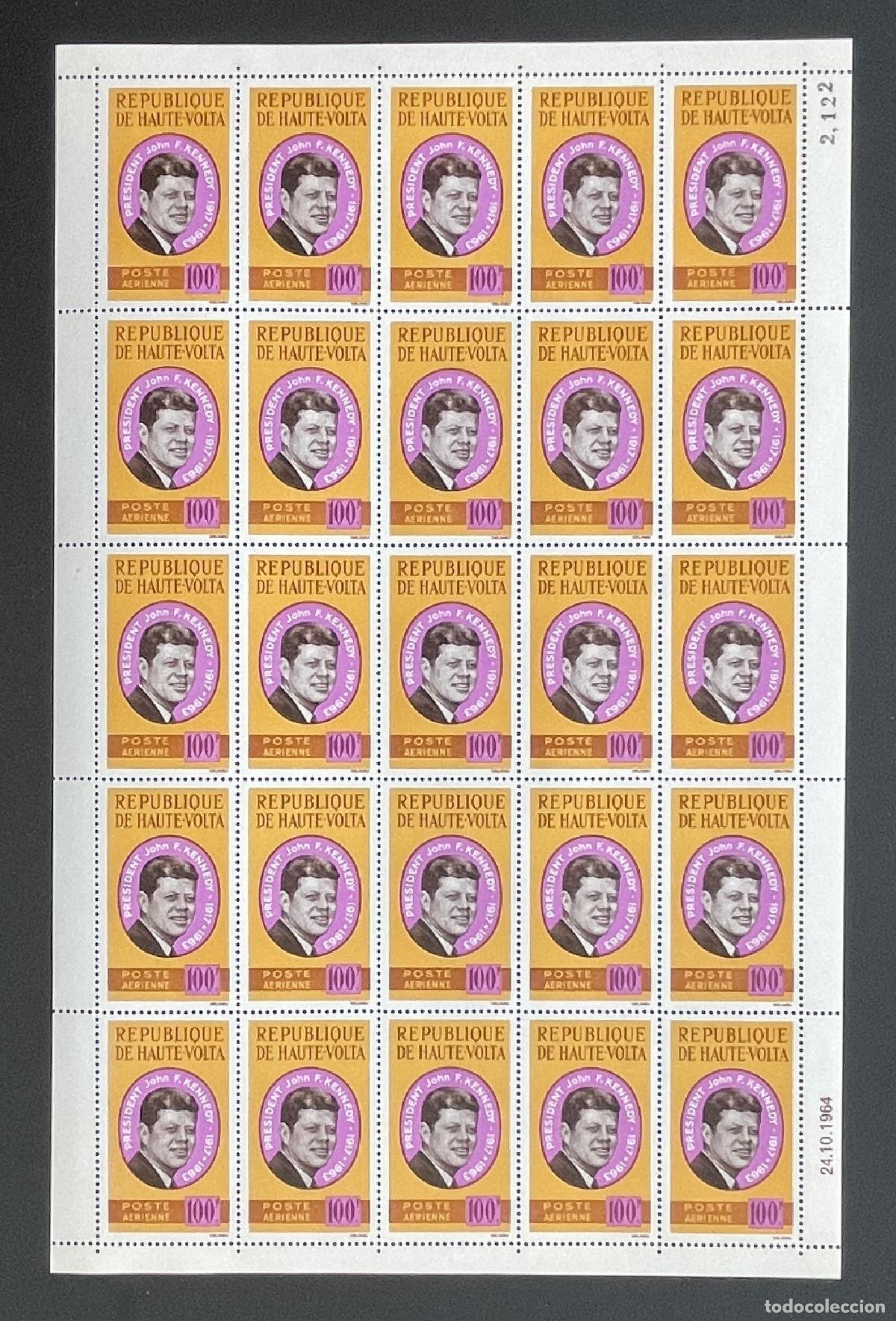 Timbres: Alto Volta 1964 YT PA 19 bloque Presidente Kennedy correo a&eacute;reo JFK