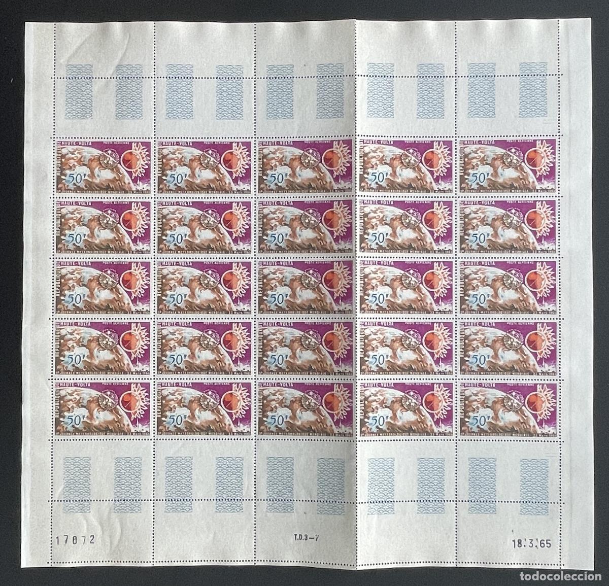 Timbres: Alto Volta 1965 YT PA 21 bloque meteorolog&iacute;a mundial sol globo