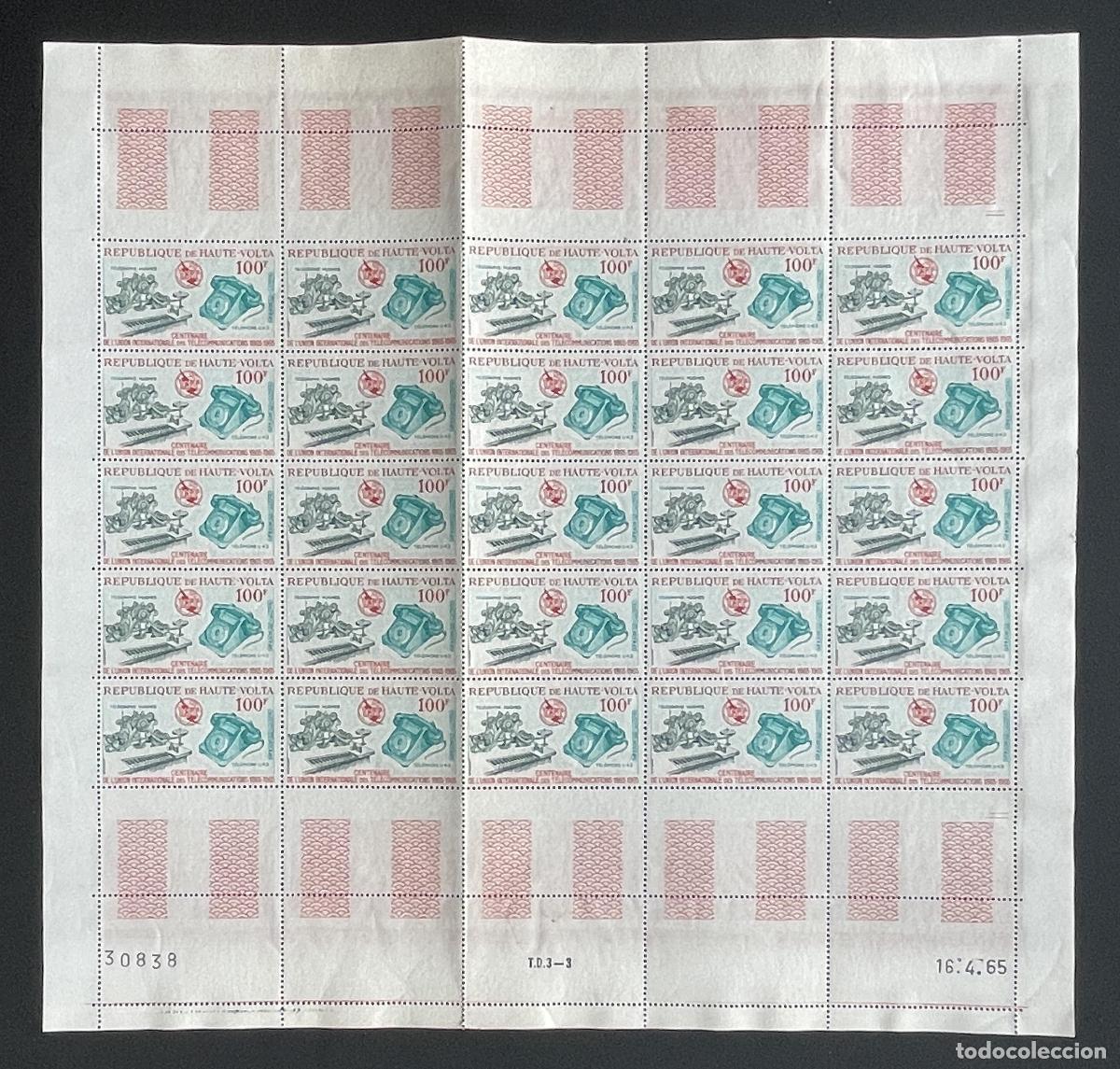Timbres: Alto Volta 1965 YT PA 22 bloque centenario UIT telecomunicaciones