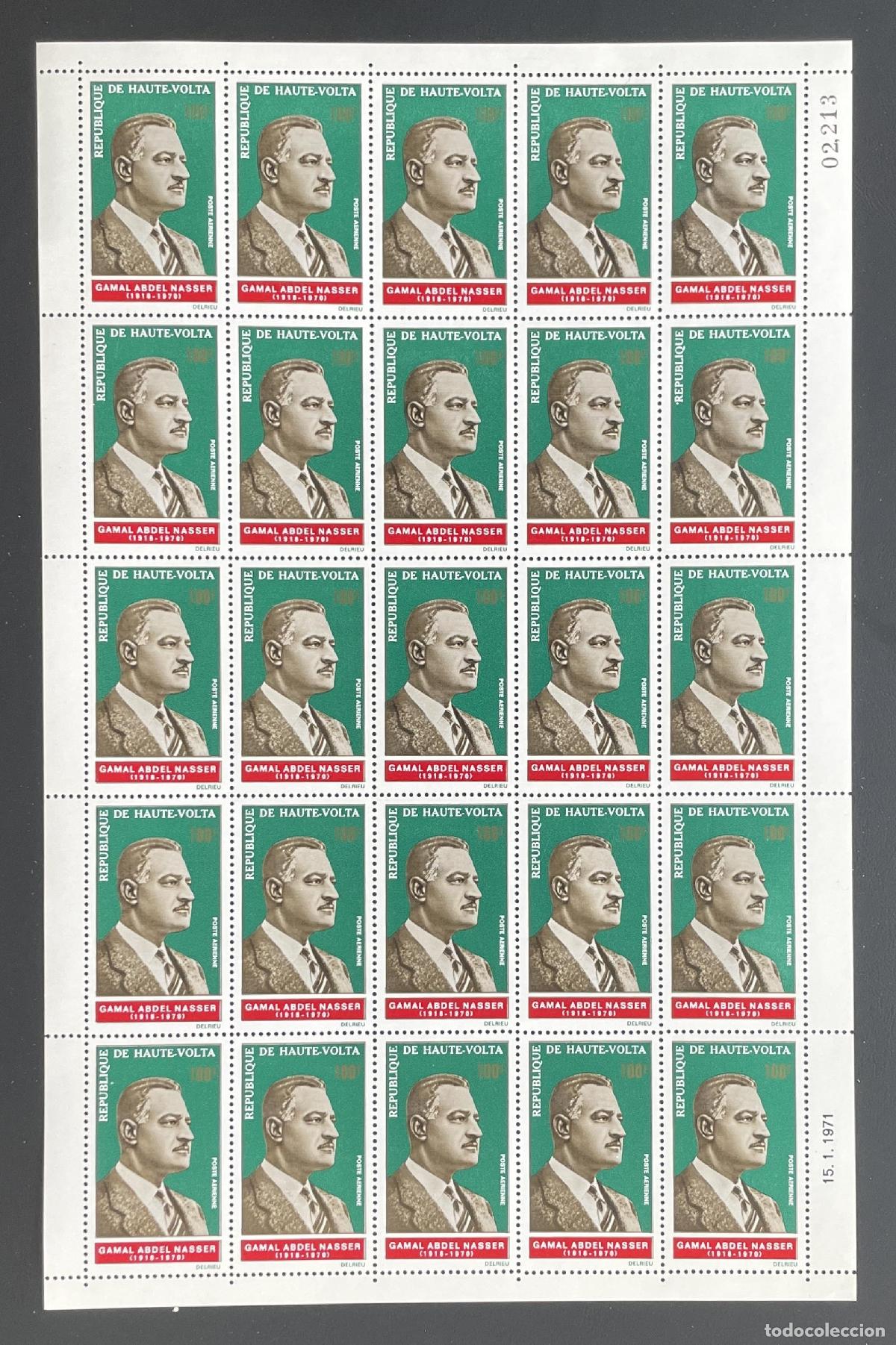 Timbres: Alto Volta 1971 YT PA 90 bloque Gamal Abdel Nasser correo a&eacute;reo