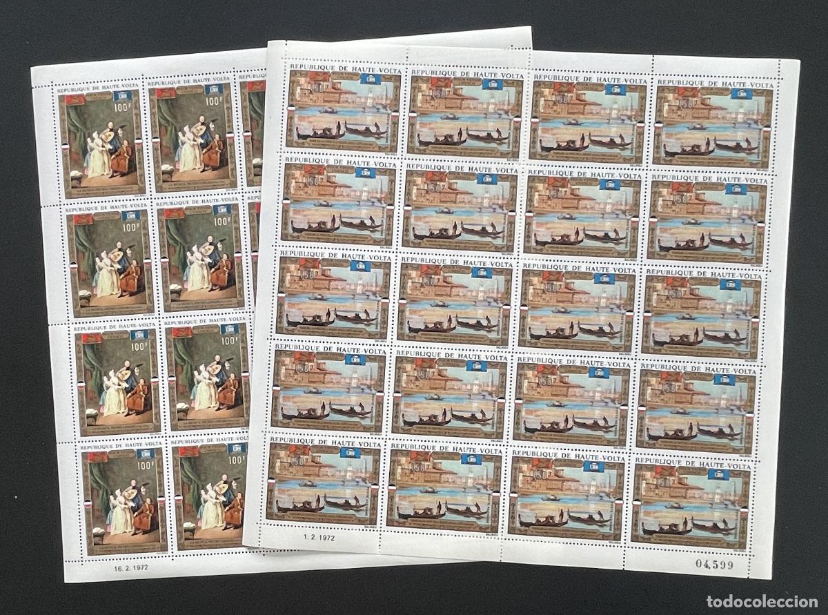 Timbres: Alto Volta 1972 YT PA 100-101 bloque UNESCO Venecia pintura m&uacute;sica