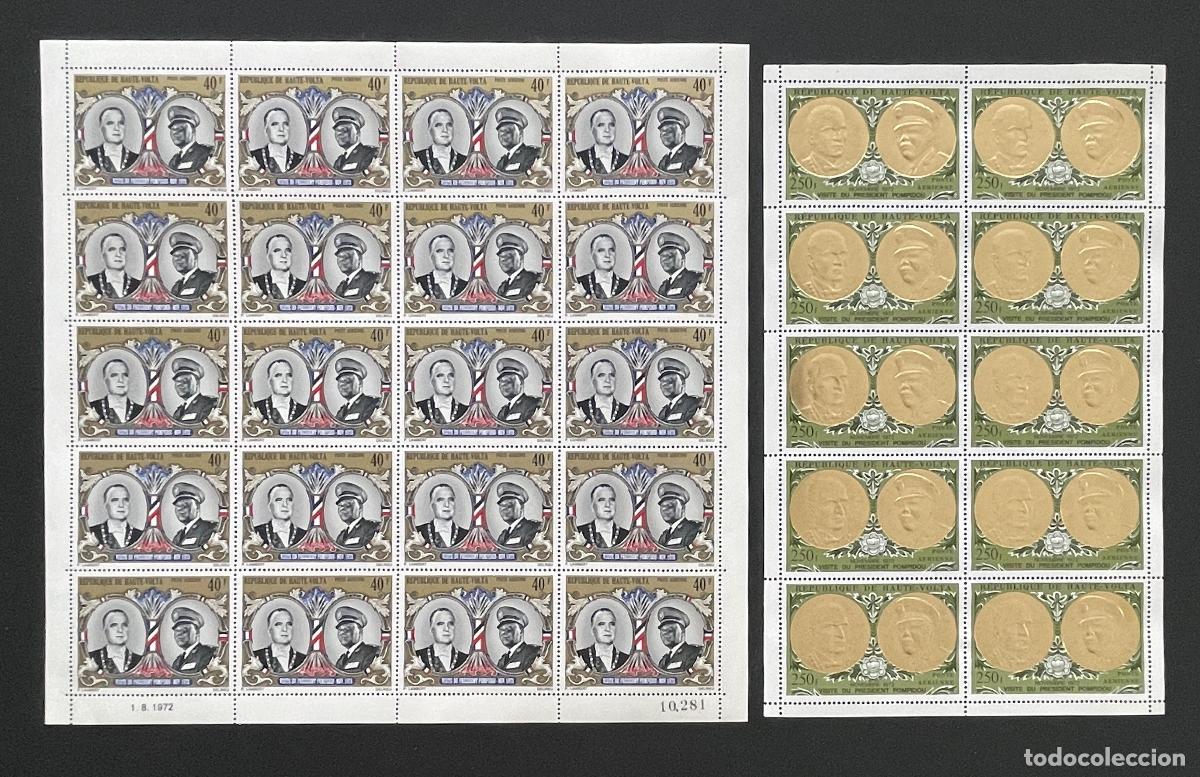 Timbres: Alto Volta 1972 YT PA 106-107 visita presidente Pompidou oro gold