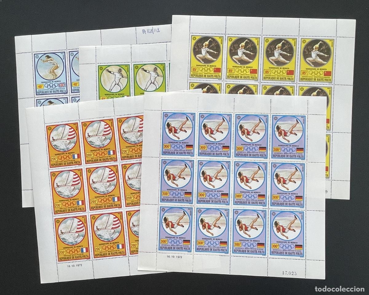 Timbres: Alto Volta 1972 YT PA 108-112 bloque JJ.OO. M&uacute;nich vencedores deporte