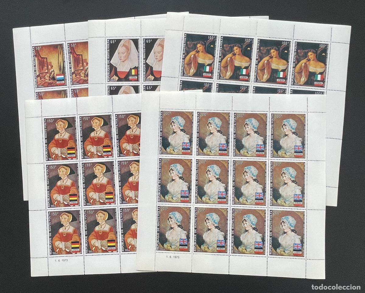 Timbres: Alto Volta 1973 YT PA 145-149 bloque pinturas retratos mujeres arte