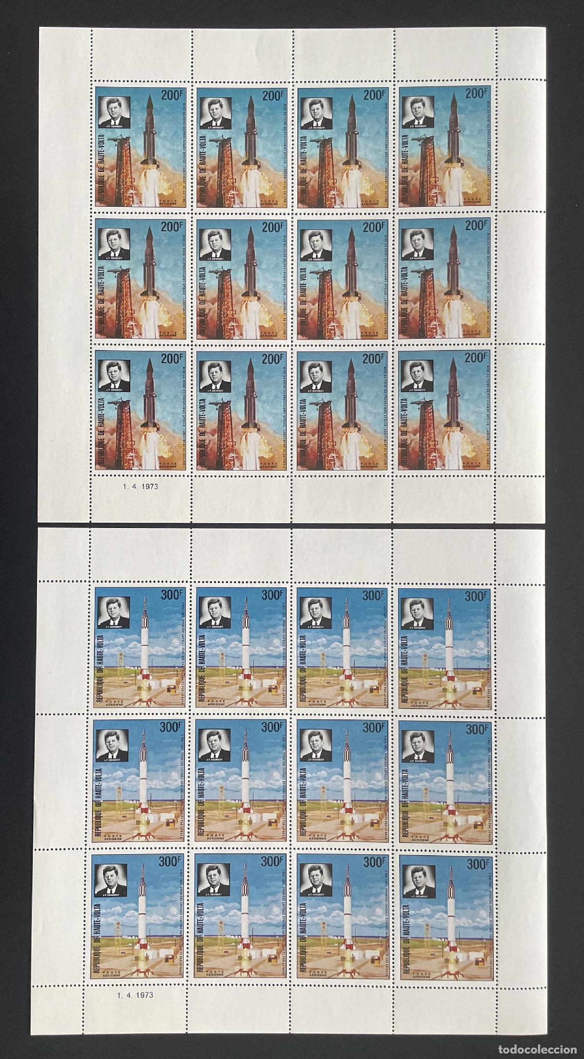 Timbres: Alto Volta 1973 YT PA 160-161 tabl&oacute;n John F. Kennedy cohete espacio NASA