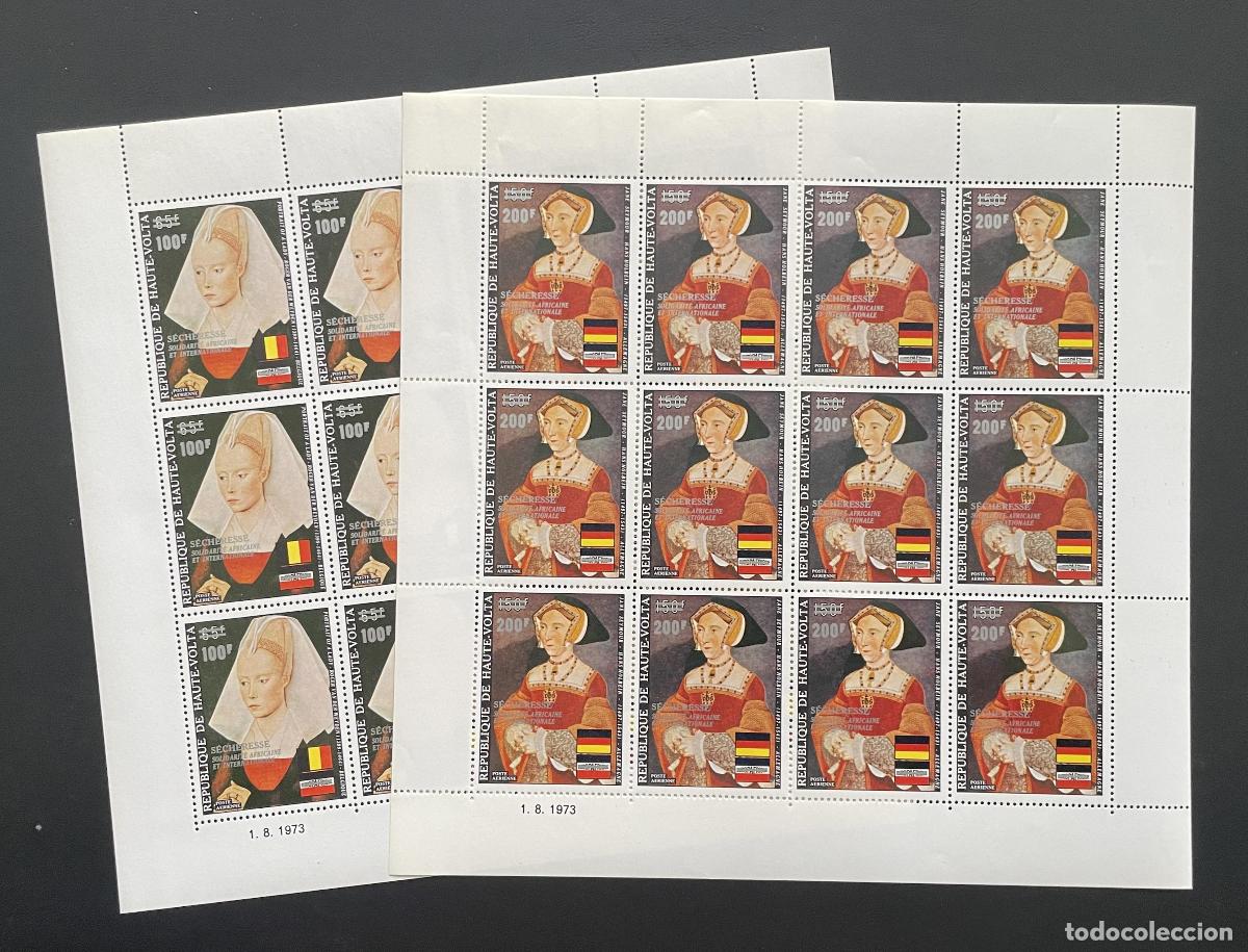 Timbres: Alto Volta 1973 YT PA 162-163 bloque sobrecargado sequ&iacute;a pintura Memling