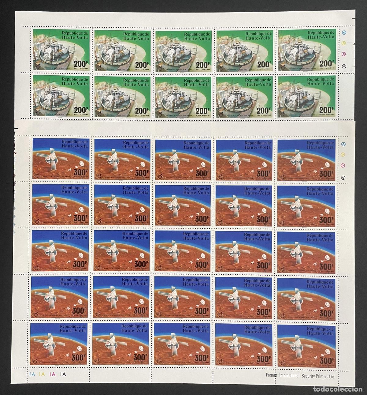 Sellos: Alto Volta 1976 YT PA 208-209 bloque Viking Marte espacio sonda