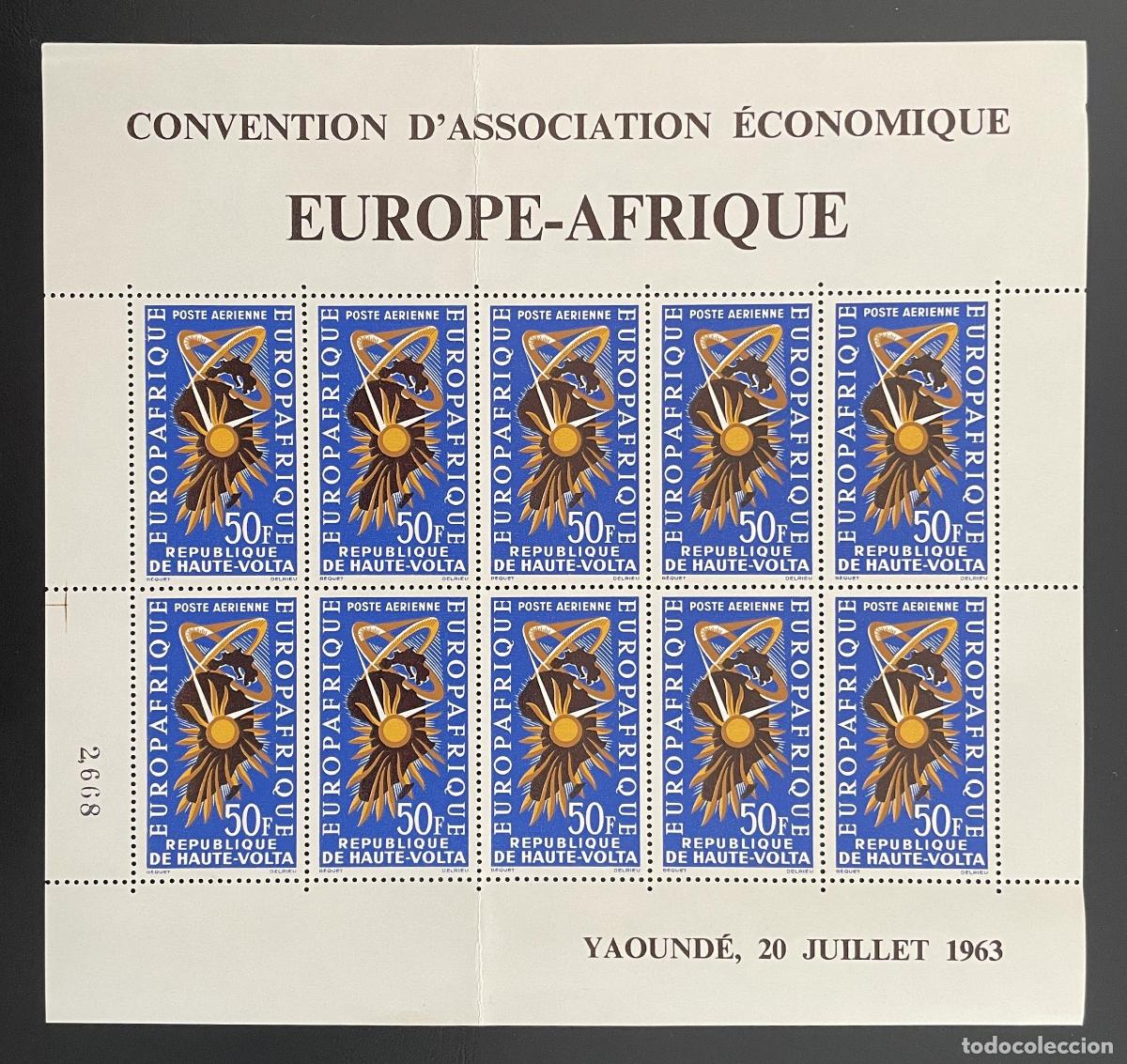 Francobolli: Alto Volta 1963 YT PA 11 bloque Europafrica correo a&eacute;reo sol