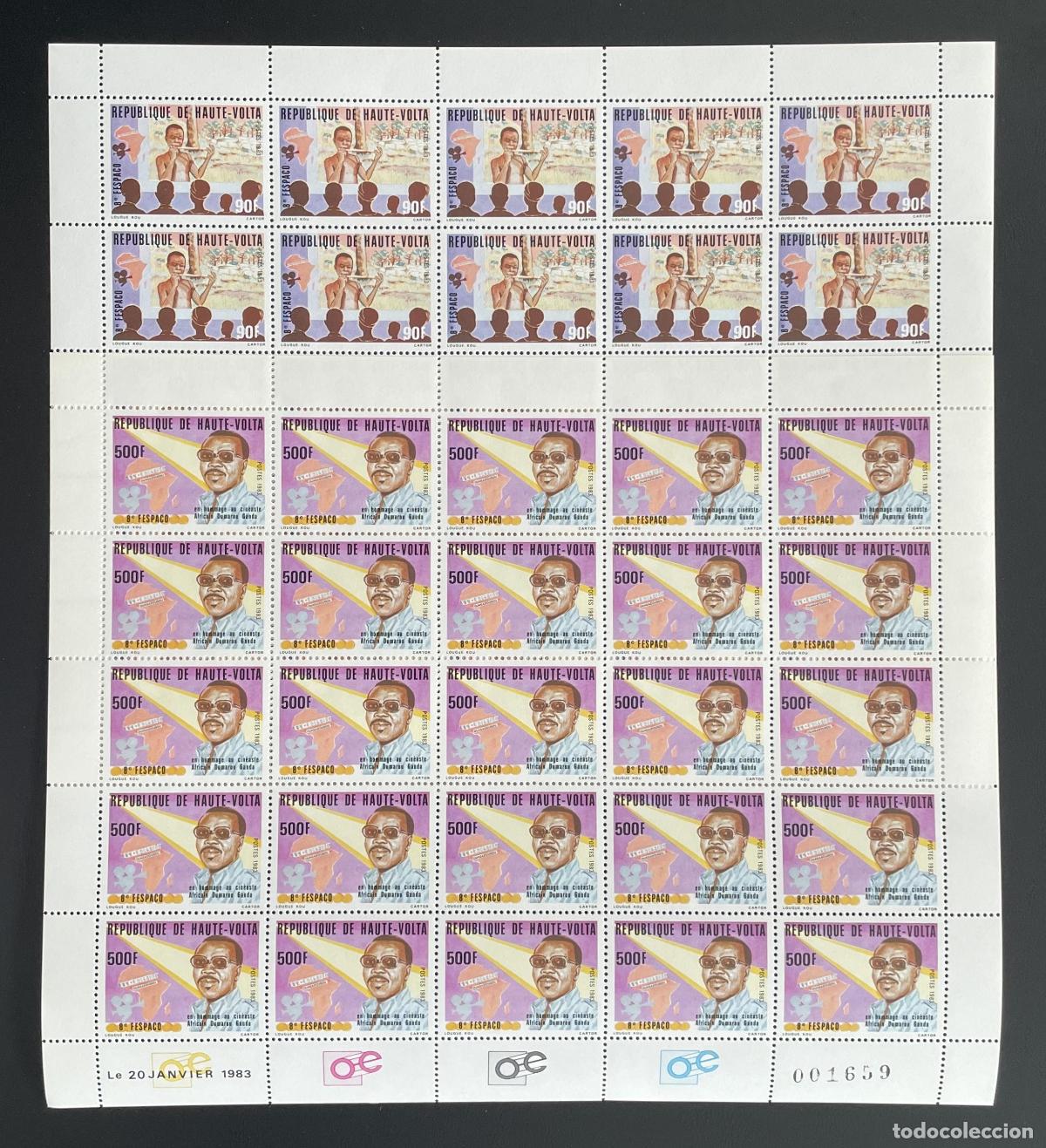 Sellos: Alto Volta 1983 YT 593-594 bloque FESPACO cine Oumarou Ganda
