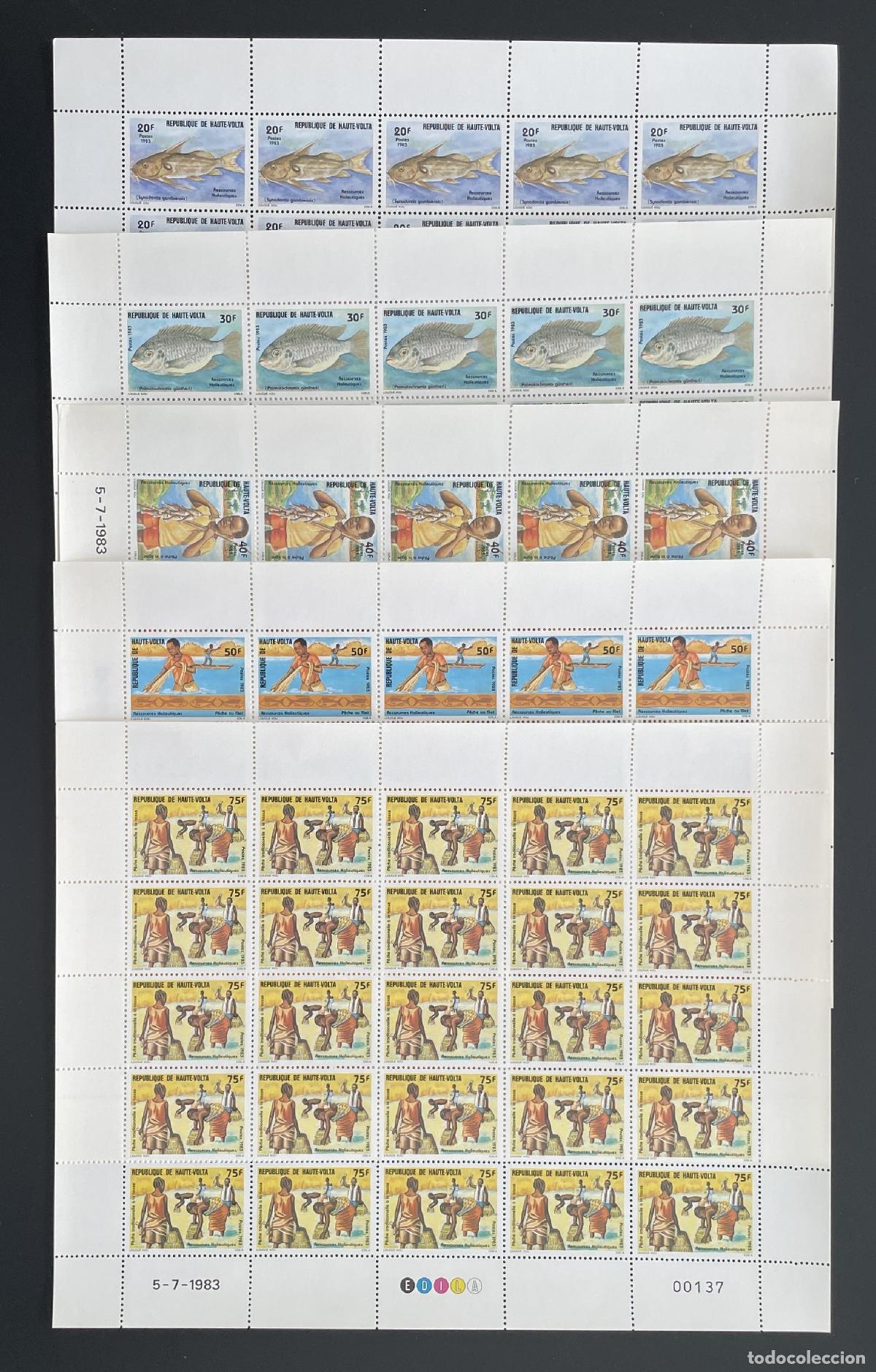 Sellos: Alto Volta 1983 YT 601-605 peces pesca recursos pesqueros