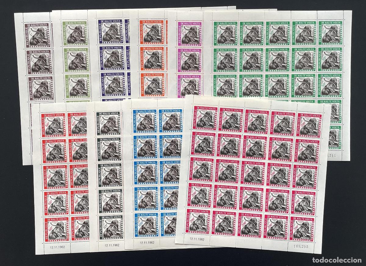 Sellos: Alto Volta 1963 YT Servicio 1-10 bloque elefante fauna esquina fechada