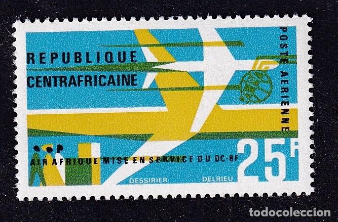 Sellos: CENTRAFRICAINE PA n&deg; 38 ** air Afrique mise en service du DC-8F
