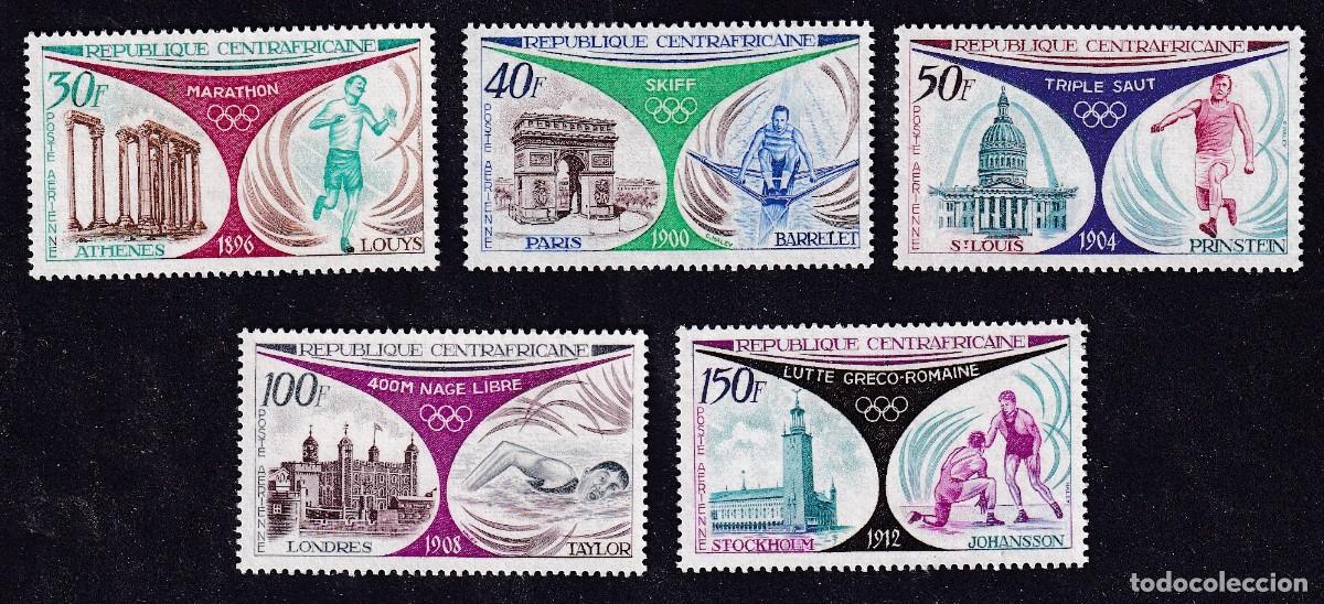 Sellos: CENTRAFRICAINE PA n&deg; 110 &agrave; 114 ** r&eacute;trospective des jeux olympiques