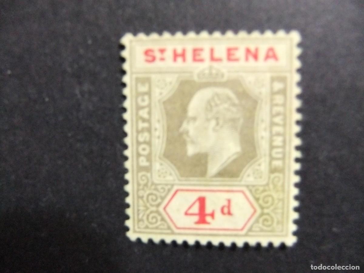 Sellos: 52 ST. HELENA 1908 / KING EDOUARD VII / YVERT 36 (*) fil corona CA mult.