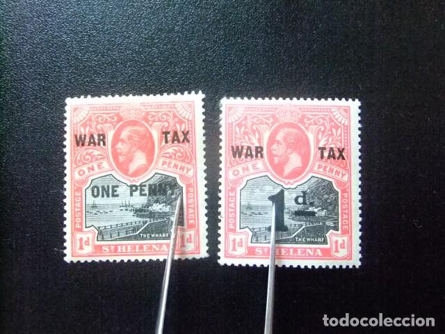 Sellos: 2 ST. HELENA 1916 / KING GEORGE V (MUELLE de JAMESTOWN) / YVERT tax war 53 + 54 MH