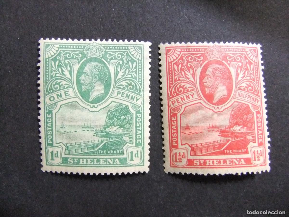 Sellos: 52 ST. HELENA 1922 / KING GEORGE V (MUELLE de JAMESTOWN) / YVERT 55 + 56 MH
