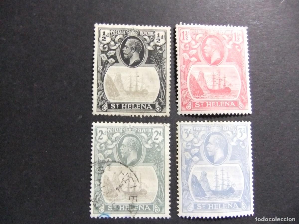 Sellos: 52 ST. HELENA 1923 / KING GEORGE V (GALEON en ALTA MAR) / YVERT 68 + 69 + 70 + 71 ver. defect.
