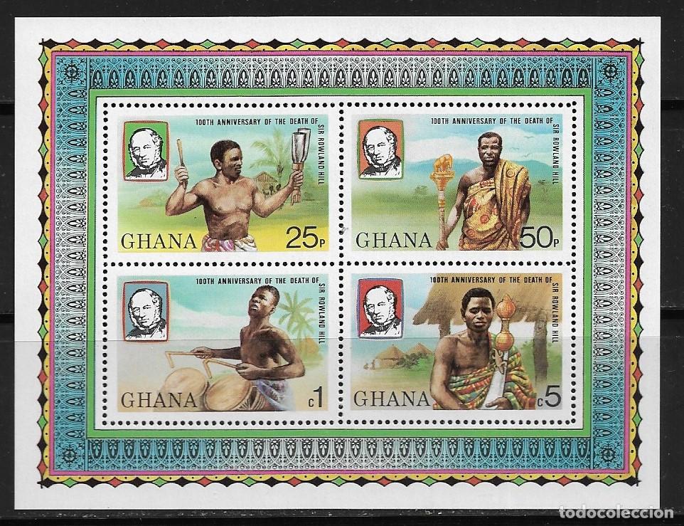 Sellos: GHANA 1979, HOJA BLOQUE Ivert 78 - CENTENARIO DE LA MUERTE DE ROWLAND HILL. MNH.
