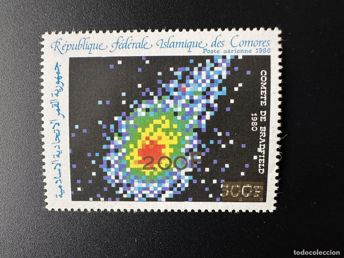 Briefmarken: Comoras 1996 Mi. 1174 200F/300F El cometa Bradfield Comet sobrecarg&oacute; espacio espacial