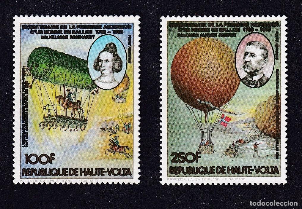 Sellos: HAUTE-VOLTA Yvert PA n&deg; 245 et 246 ** bicentenaire des premi&egrave;res ascensions dans l'atmosph&egrave;re