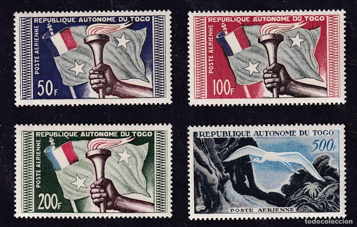 Sellos: TOGO Yvert PA n&deg; 25 &agrave; 28 ** flambeau drapeau et cigogne