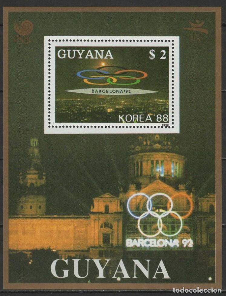 Sellos: GUYANA 1988 SHEET MNH GOLD OVERPRINTED BARCELONA 92 KOREA 88 JUEGOS OLIMPICOS OLYMPIC GAMES DEPORTES